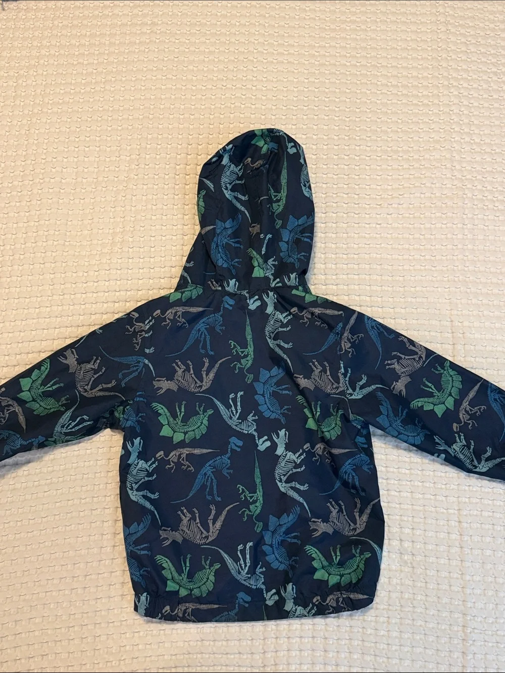 GAP Navy Hooded Kids Raincoat with Blue & Green Dinosaurs